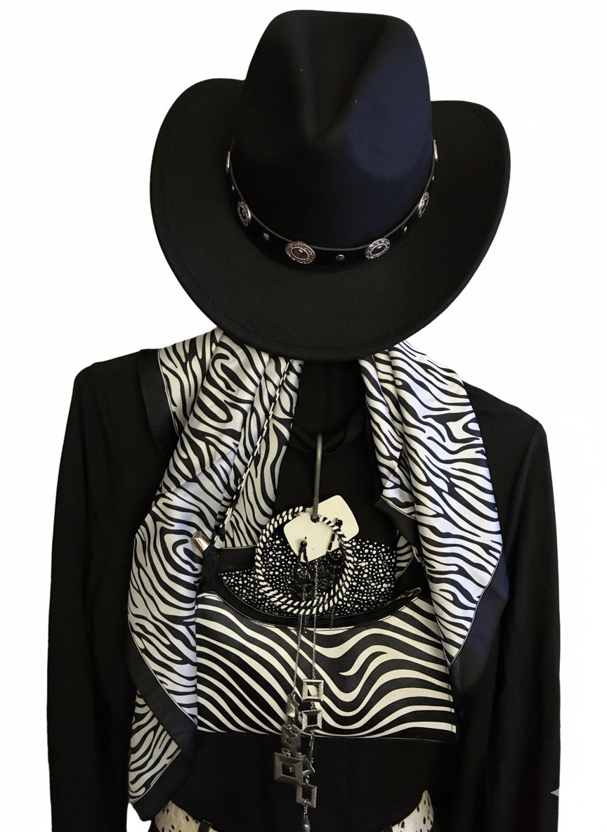 Western Style Black Hat Combo-Set (XL)